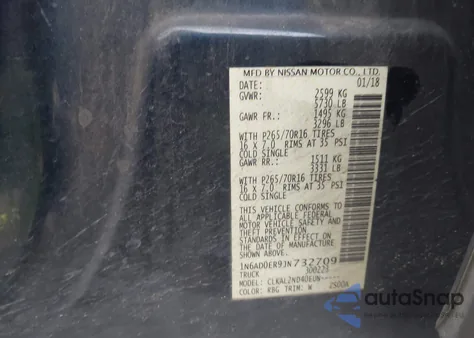 2018 Nissan Frontier Sv z USA, uszkodzony, nr VIN 1N6AD0ER9JN732709